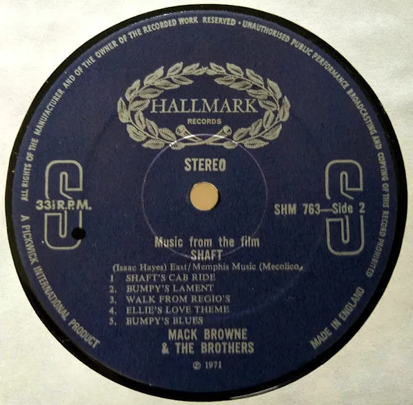 Mack Browne Shaft Music From Movie LP VG+ soul