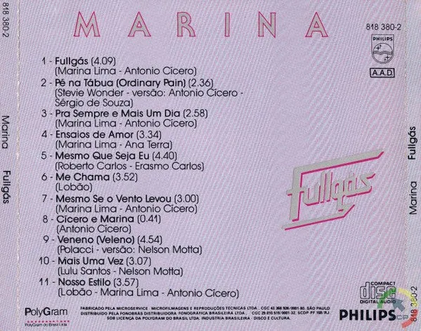 Marina Fullgás CD album MPB Philips VG+