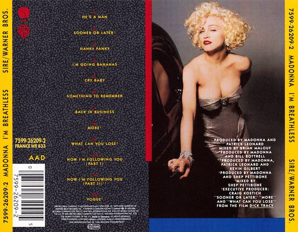 Madonna I'm Breathless CD album colonna sonora 1990