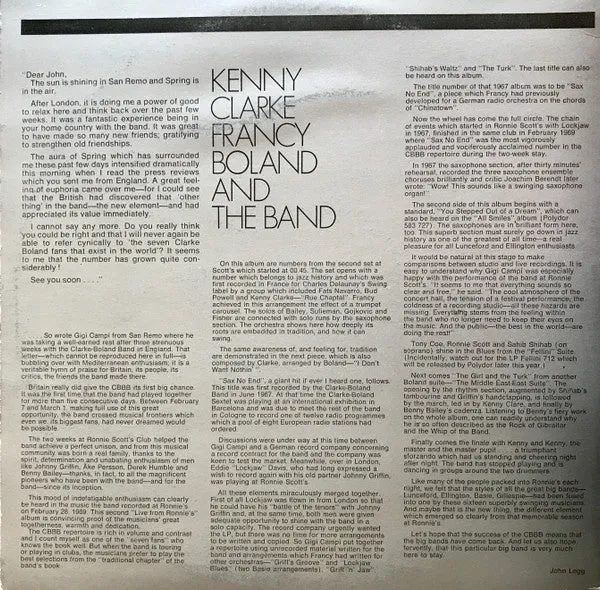 Kenny Clarke Francy Boland Live at Ronnie's LP big band VG