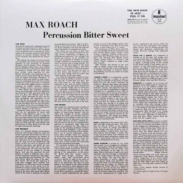 Max Roach Percussion Bitter Sweet LP gatefold quasi mint
