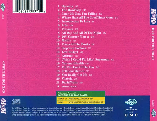 The Kinks One For The Road HDCD album CD rimasterizzato