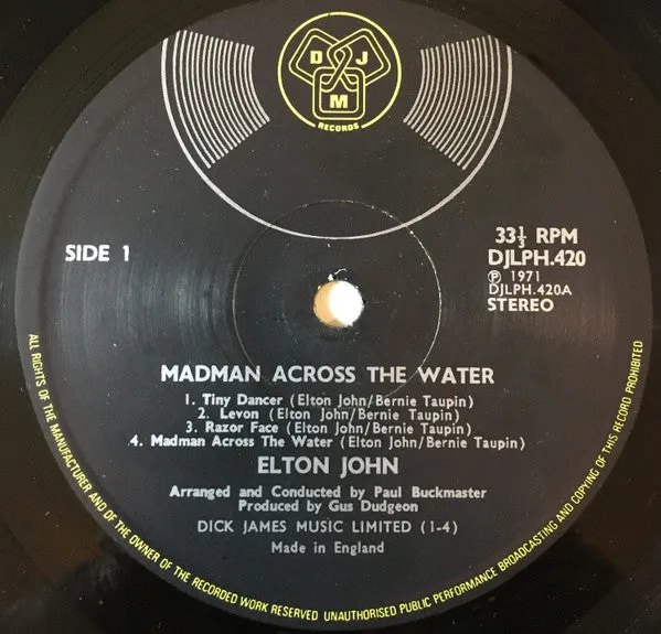 Elton John Madman Across The Water vinile LP gatefold UK VG+