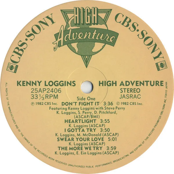 Kenny Loggins High Adventure LP vinile Giappone pop rock