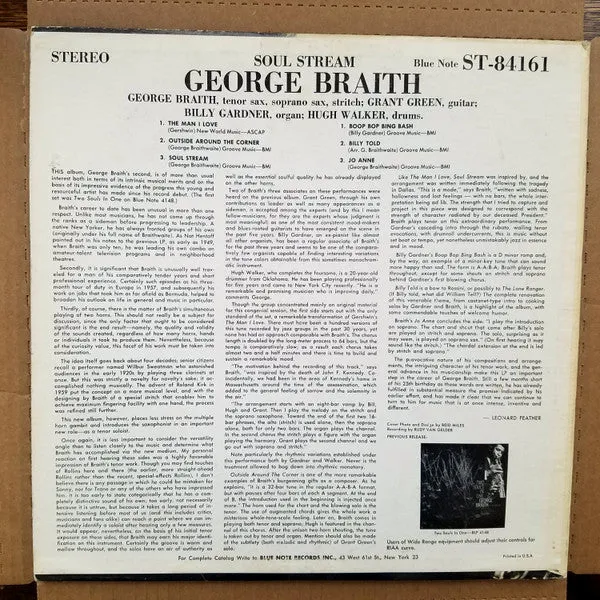 George Braith Soul Stream LP vinile hard bop 1963