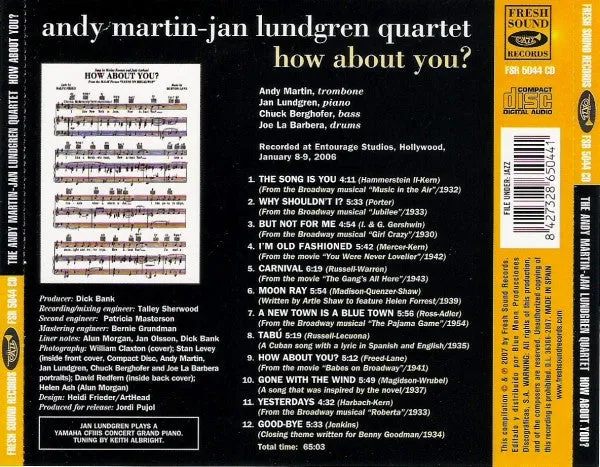 Andy Martin Jan Lundgren How About You CD jazz 2007