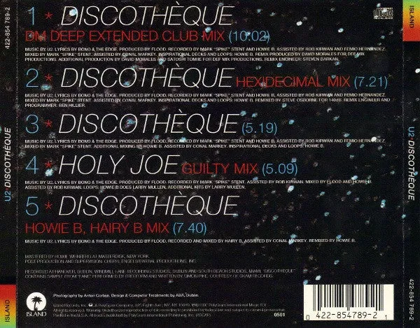 U2 Discothèque CD maxi singolo house 1997 NM