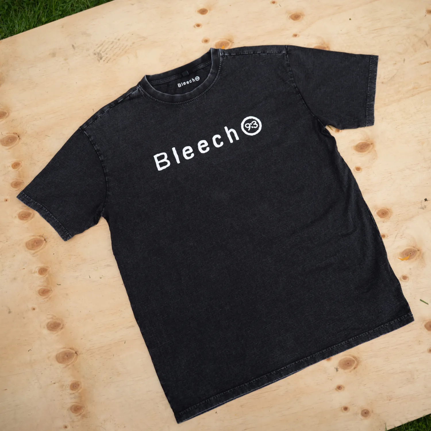 Bleech 9:3 Logo t-shirt nera acid wash S-XXL