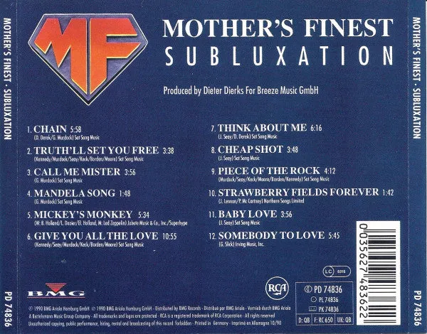 Mother's Finest Subluxation CD album live