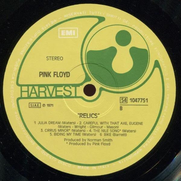Pink Floyd Relics LP ristampa Italia psichedelico VG+