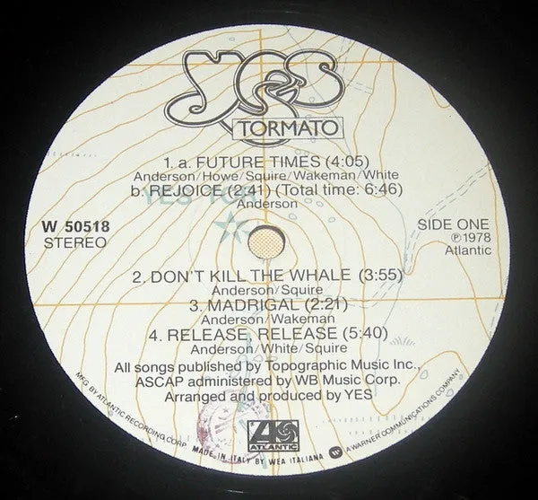 Yes Tormato LP vinile Italia 1978 prog rock
