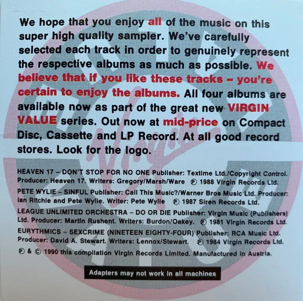 Various Virgin Value 2 CD mini compilation limitata