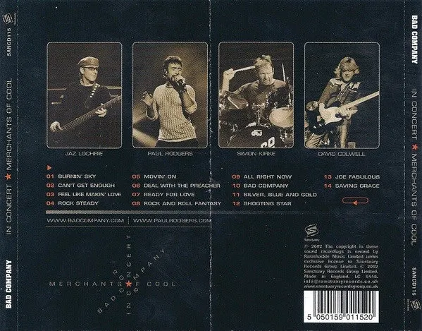 Bad Company Merchants Of Cool CD album live hard rock VG+