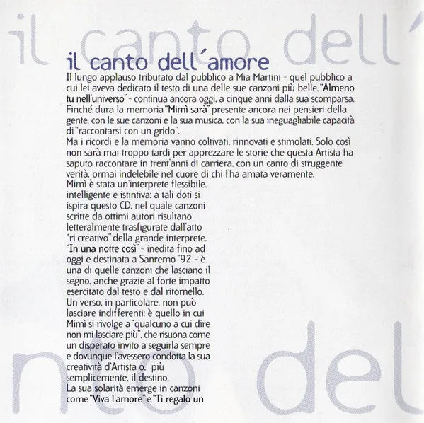Mia Martini Mimì Sarà CD raccolta 2000