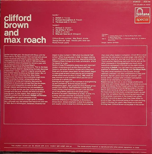 Clifford Brown Max Roach vinile LP ristampa hard bop