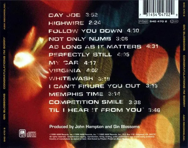 Gin Blossoms Congratulations I'm Sorry CD usato NM