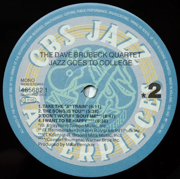 Dave Brubeck Jazz Goes To College LP mono remaster bop NM