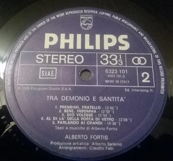 Alberto Fortis Tra Demonio E Santità LP vinile apribile