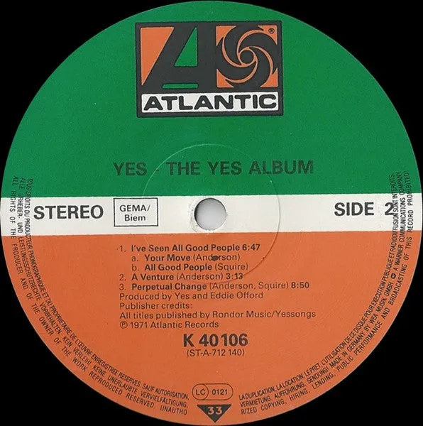 Yes The Yes Album LP vinile ristampa prog rock