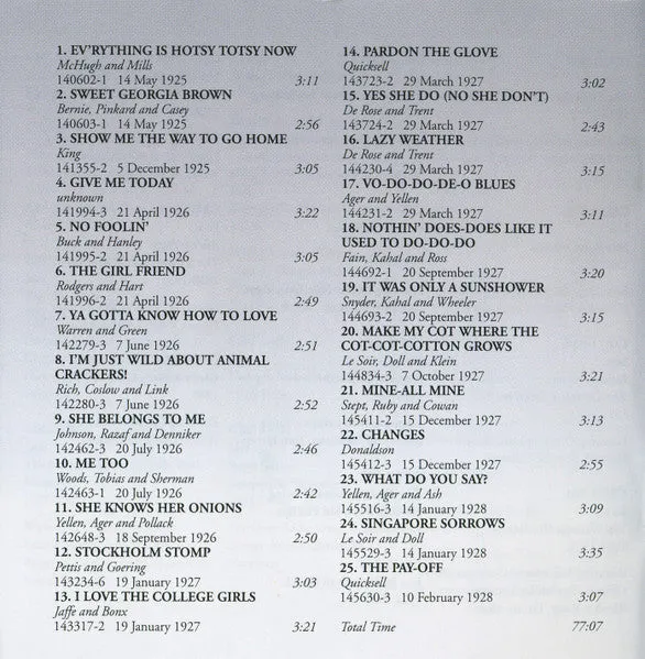 California Ramblers 1925-1928 CD compilation jazz