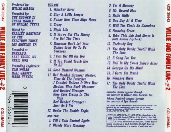 Willie Nelson Willie And Family Live 2CD country NM
