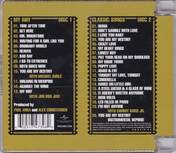 Paul Anka Classic Songs My Way 2xCD compilation swing