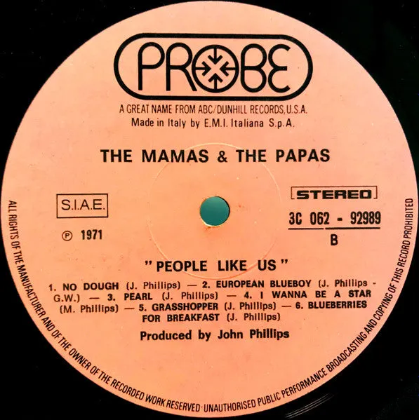 Mamas & Papas People Like Us LP vinile 1971