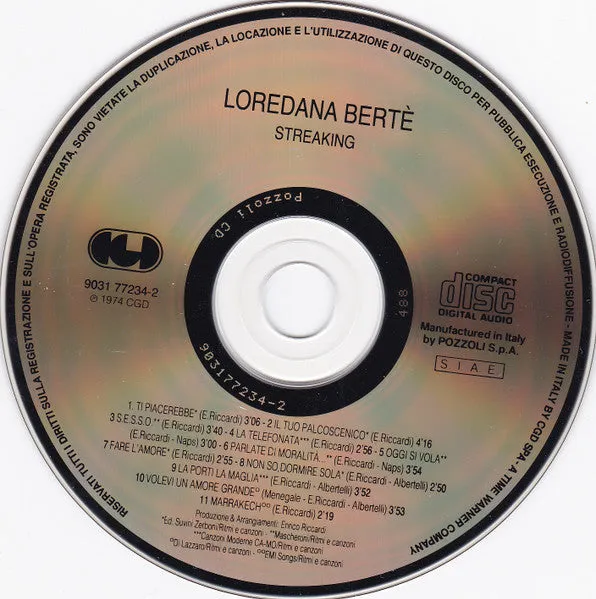 Loredana Berté Streaking CD rimasterizzato 1992