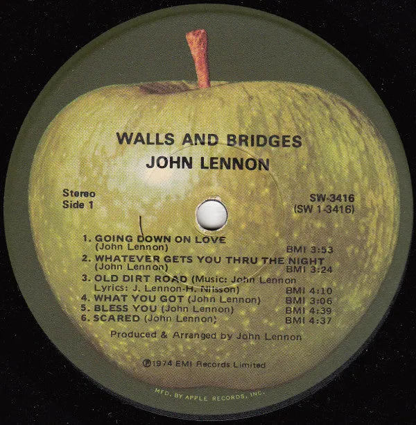 John Lennon Walls And Bridges LP vinile bianco USA 1974