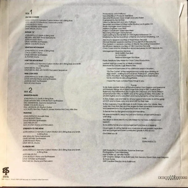 John Patitucci On The Corner vinile LP fusion 1989