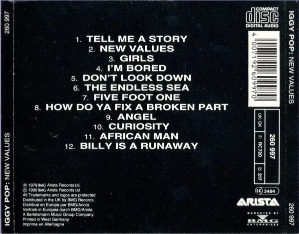 Iggy Pop New Values CD album ristampa usato VG
