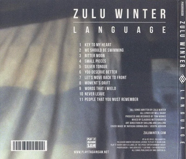 Zulu Winter Language CD Album Card Sleeve 2012