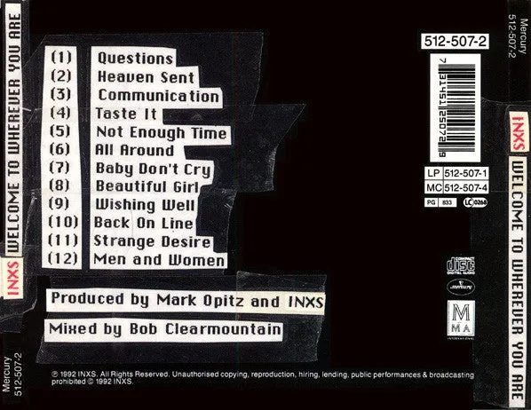 INXS Welcome To Wherever You Are CD 1992 pop rock