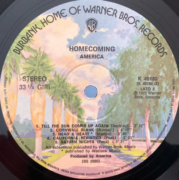 America Homecoming LP vinile 1972 soft rock gatefold usato
