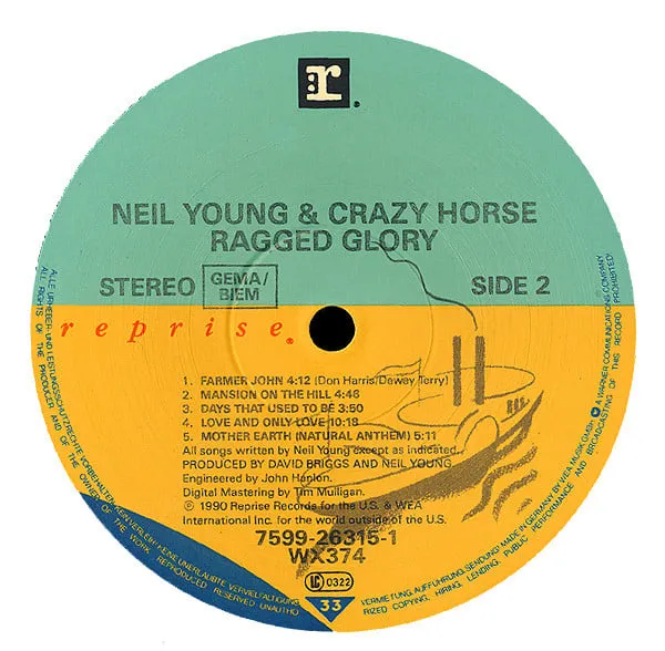 Neil Young Crazy Horse Ragged Glory LP VG+