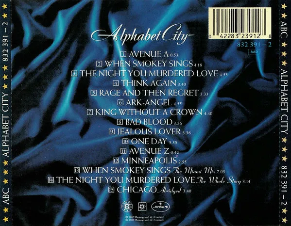 ABC Alphabet City CD album 1987 stampa europea VG+