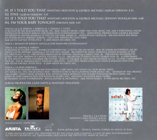 Whitney Houston George Michael If I Told You That CD maxi