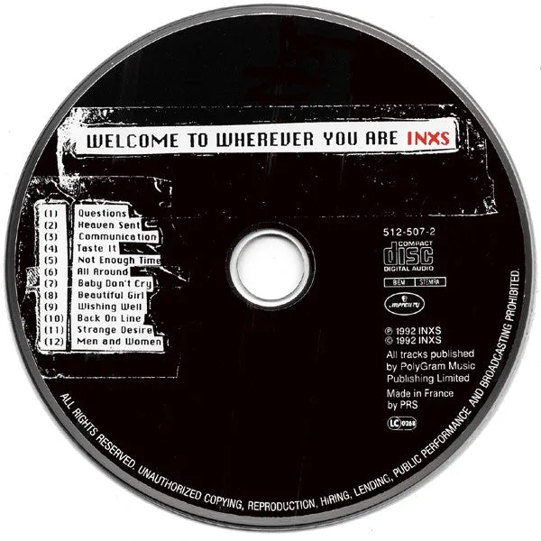 INXS Welcome To Wherever You Are CD 1992 pop rock