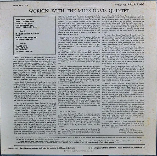 Workin' With The Miles Davis Quintet vinile LP mono Giappone NM
