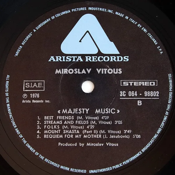 Miroslav Vitous Majesty Music LP vinile usato 1977