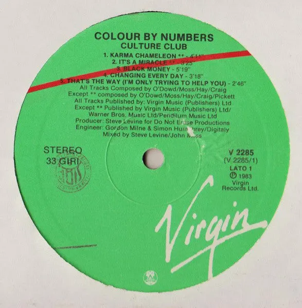 Culture Club Colour By Numbers vinile LP stampa Italia 1983