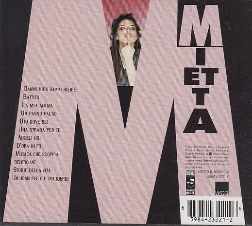 Mietta La Mia Anima CD album WEA 1998 soul