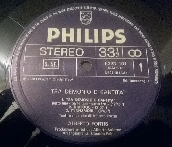 Alberto Fortis Tra Demonio E Santità LP vinile apribile