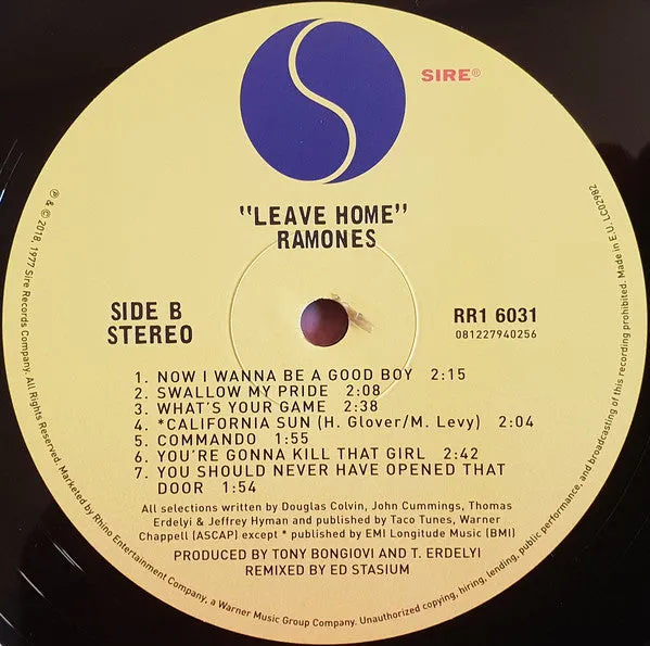 Ramones Leave Home LP vinile 180g remaster punk