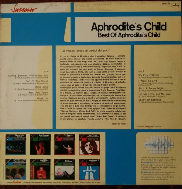 Aphrodite's Child Best Of LP vinile usato NM prog rock