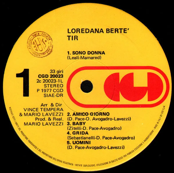 Loredana Bertè T.I.R. vinile LP 1977 VG+