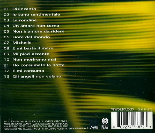 Mango Disincanto CD album pop vocale 2002