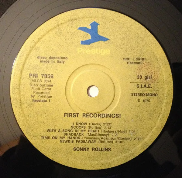 Sonny Rollins First Recordings vinile LP usato bop