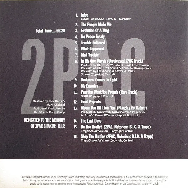 2Pac In His Own Words CD compilation intervista