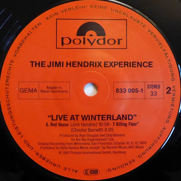Jimi Hendrix Experience Live At Winterland 2LP blues rock